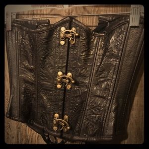 Handmade Real Leather Steelboned Underbust Corset